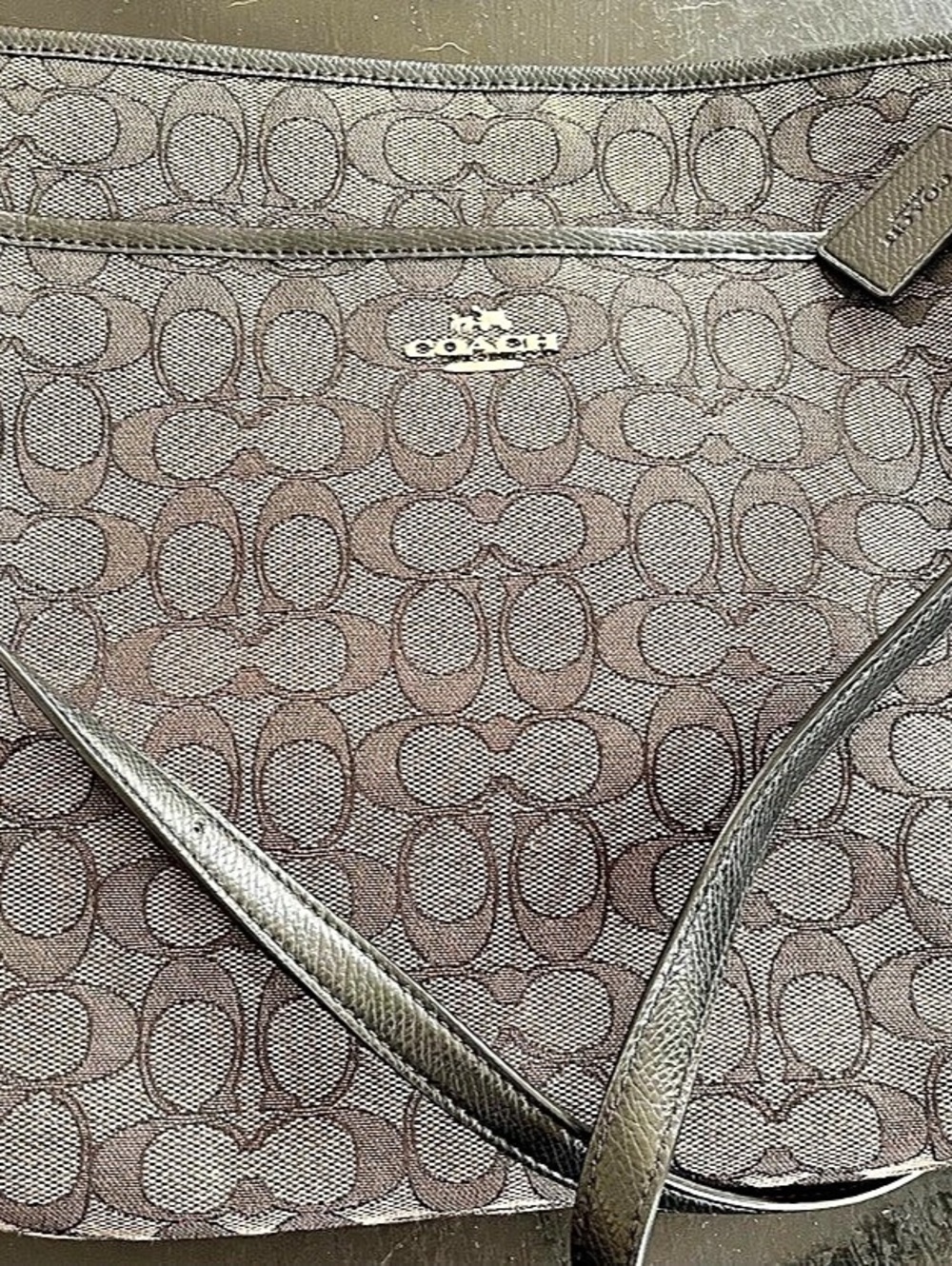 COACH Signature Jacquard Swingpack Crossbody Bag Dark grey & Black
